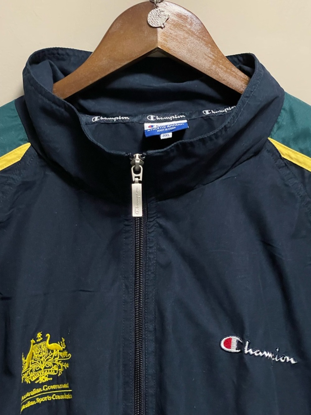 Champion Navy Green Windbreaker Vintage 90s Australian Government Men’s 3XL - Picture 2 of 15